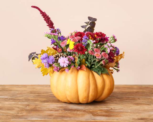 Fresh Flower Pumpkin Arrangement 
